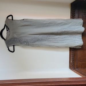DKNY Silk Beaded Gray Dress Sz S